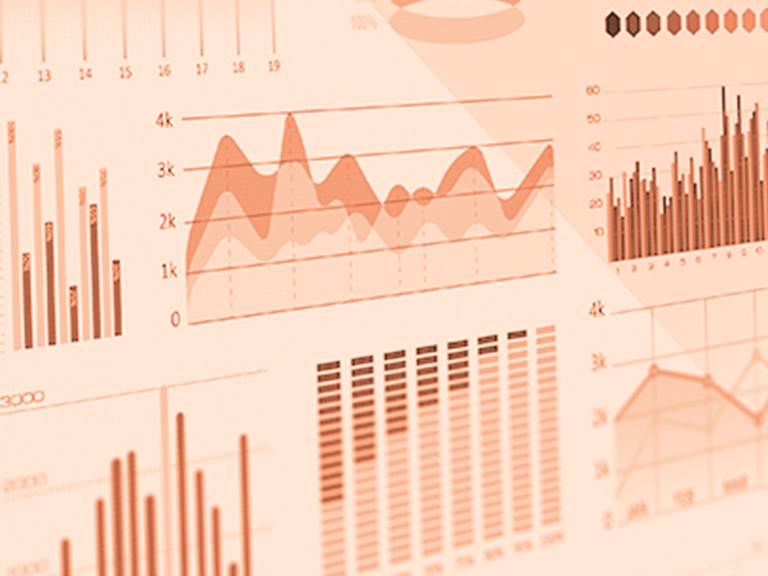 Various charts on a slightly tilted screen