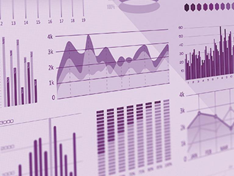 Various charts on a slightly tilted screen