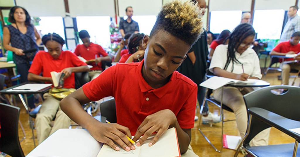 Student working on school work