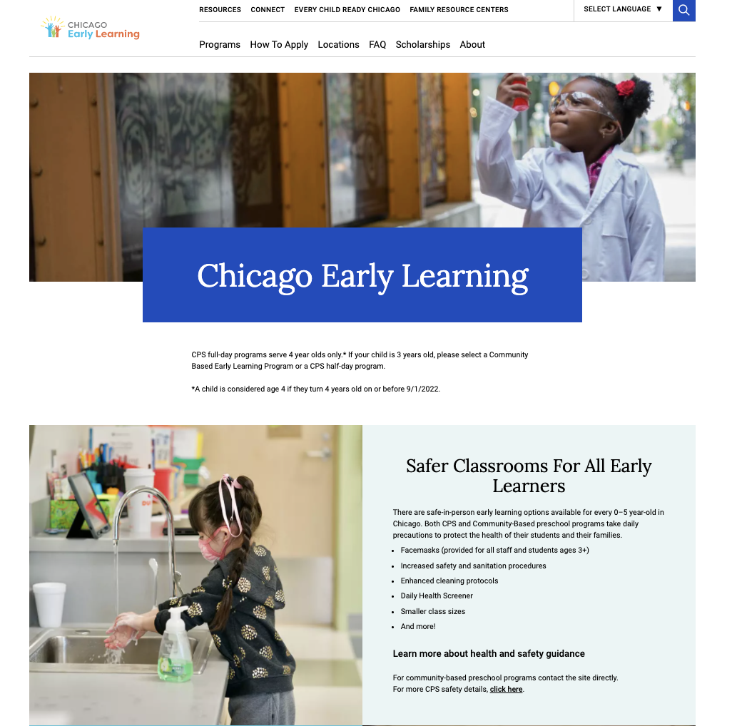 Chicago Early Learning homepage