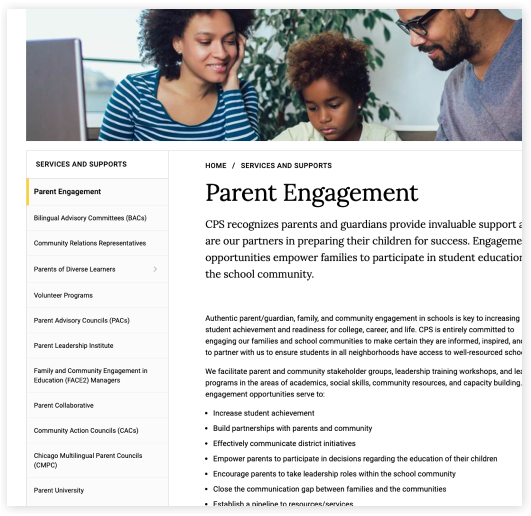 Parent engagement screenshot