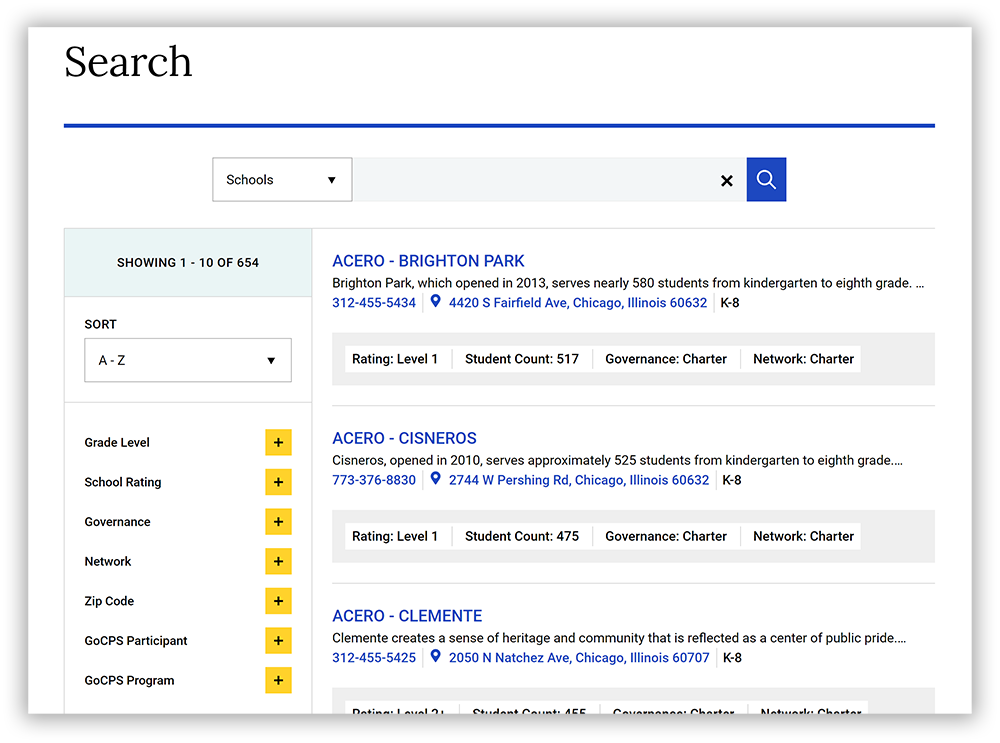 Search function screenshot