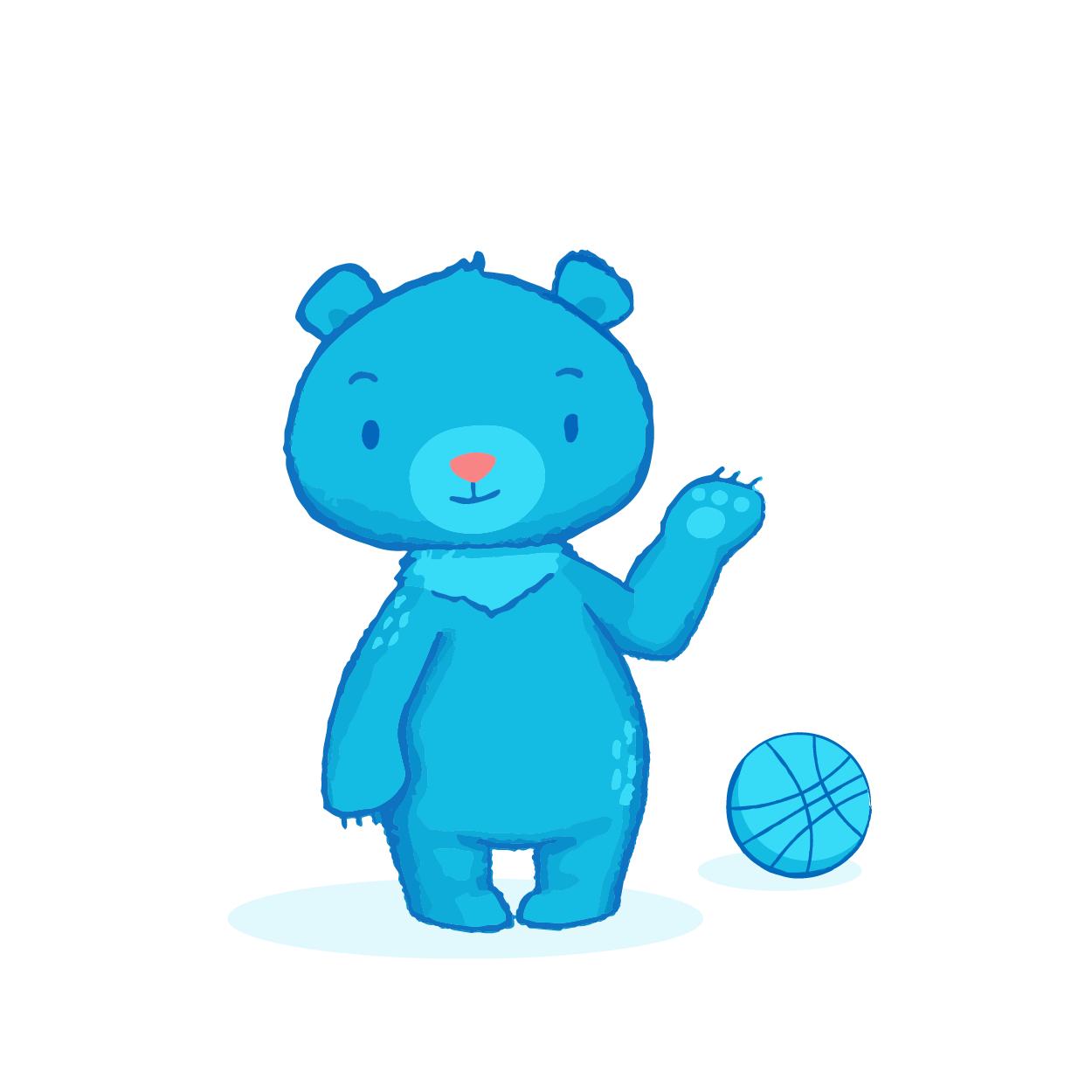 Drawing of little bear dribbling a basketball