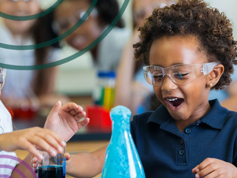 Young student conducting a science experiment