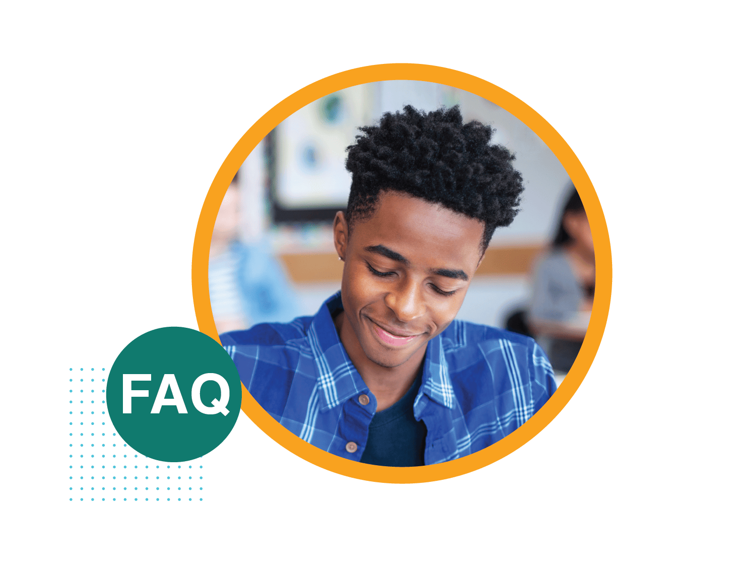 FAQ - Smiling High School Student Working