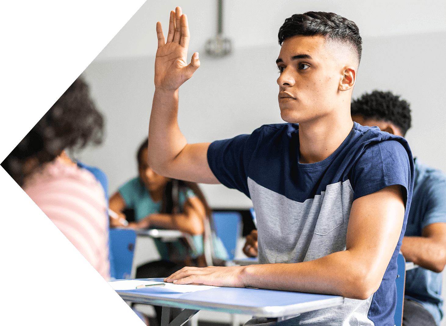 image of student raising hand