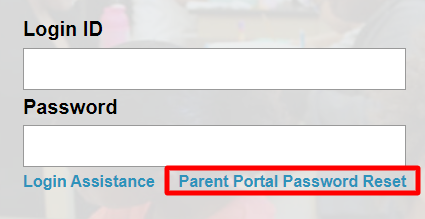 Parent Portal Password Reset Button