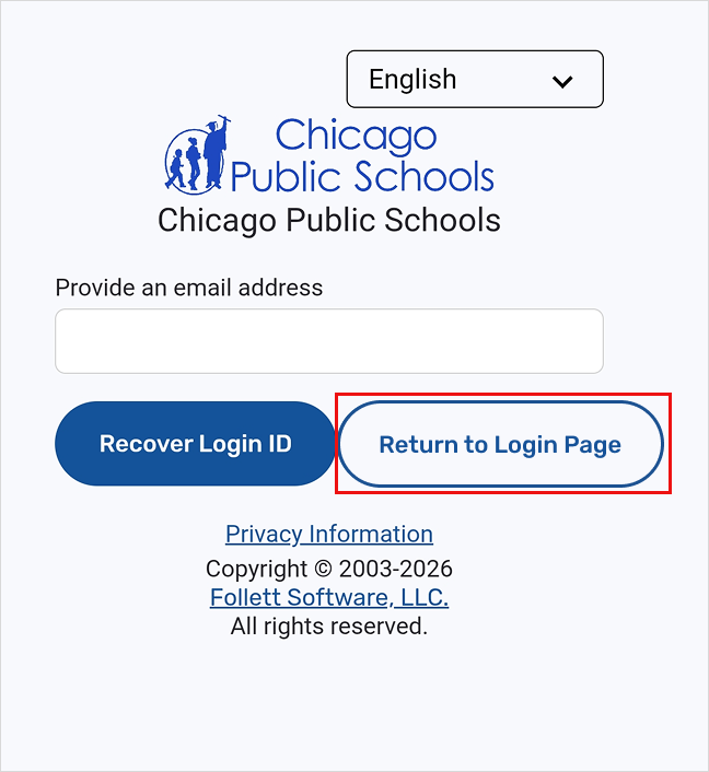 Screenshot of Follett Aspen with 'reset your password' hightlighted