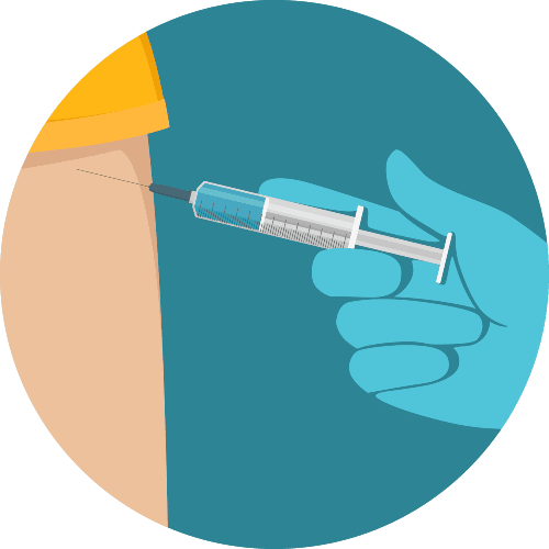 An illustration of an arm being vaccinated.