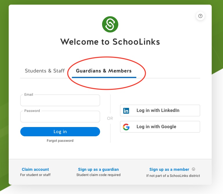 SchooLinks login for parents