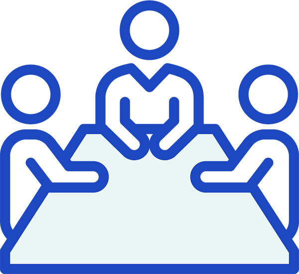 Three people sitting at a table