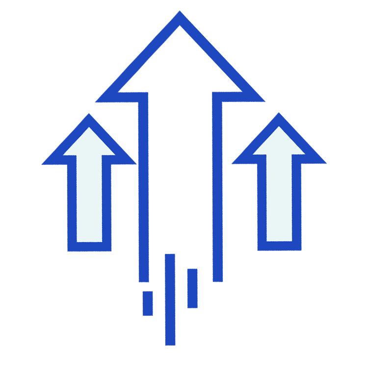 Three arrows pointing up
