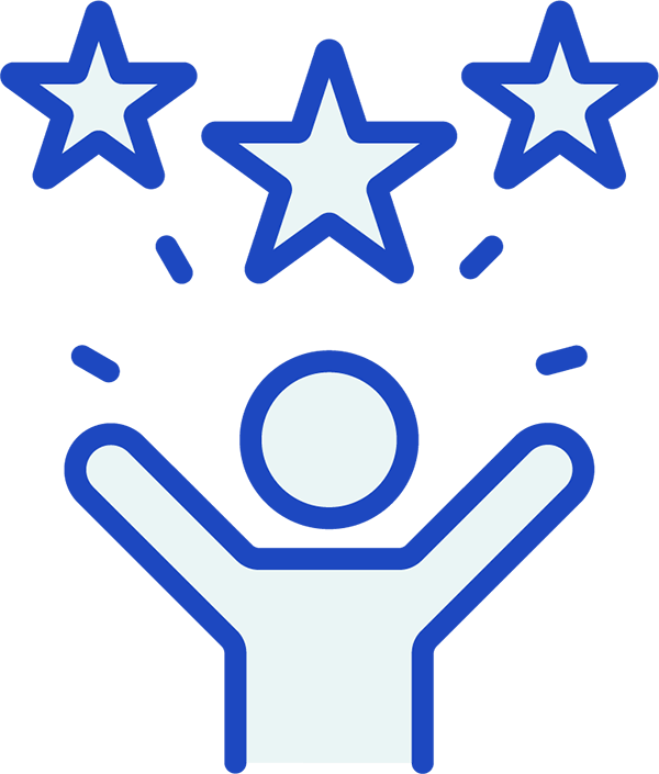 Person with their arms open and three stars placed over their head