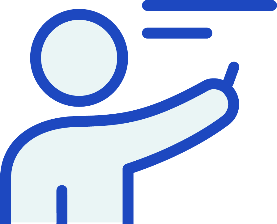 Person Pointing to a Board