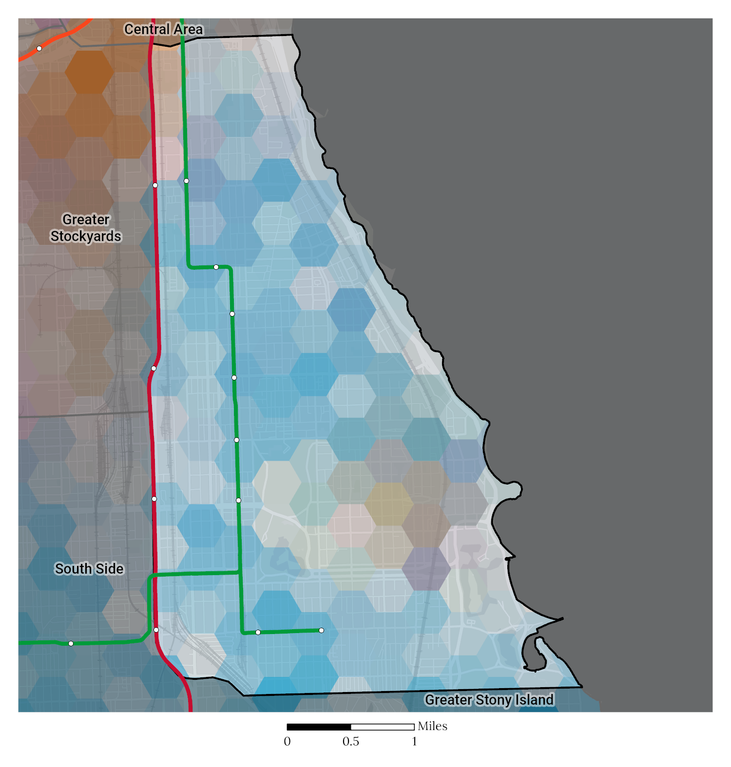Racial and Ethnic composition map of Bronzeville _ South Lakefront