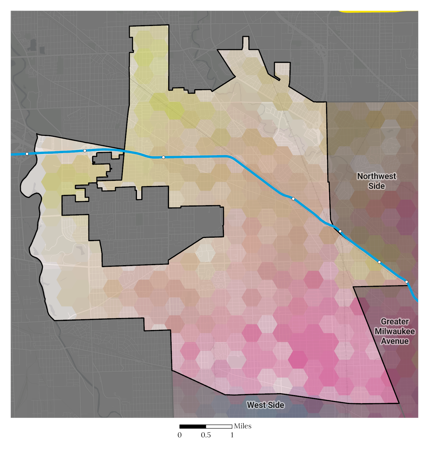 Racial and Ethnic composition map of Far Northwest Side.png