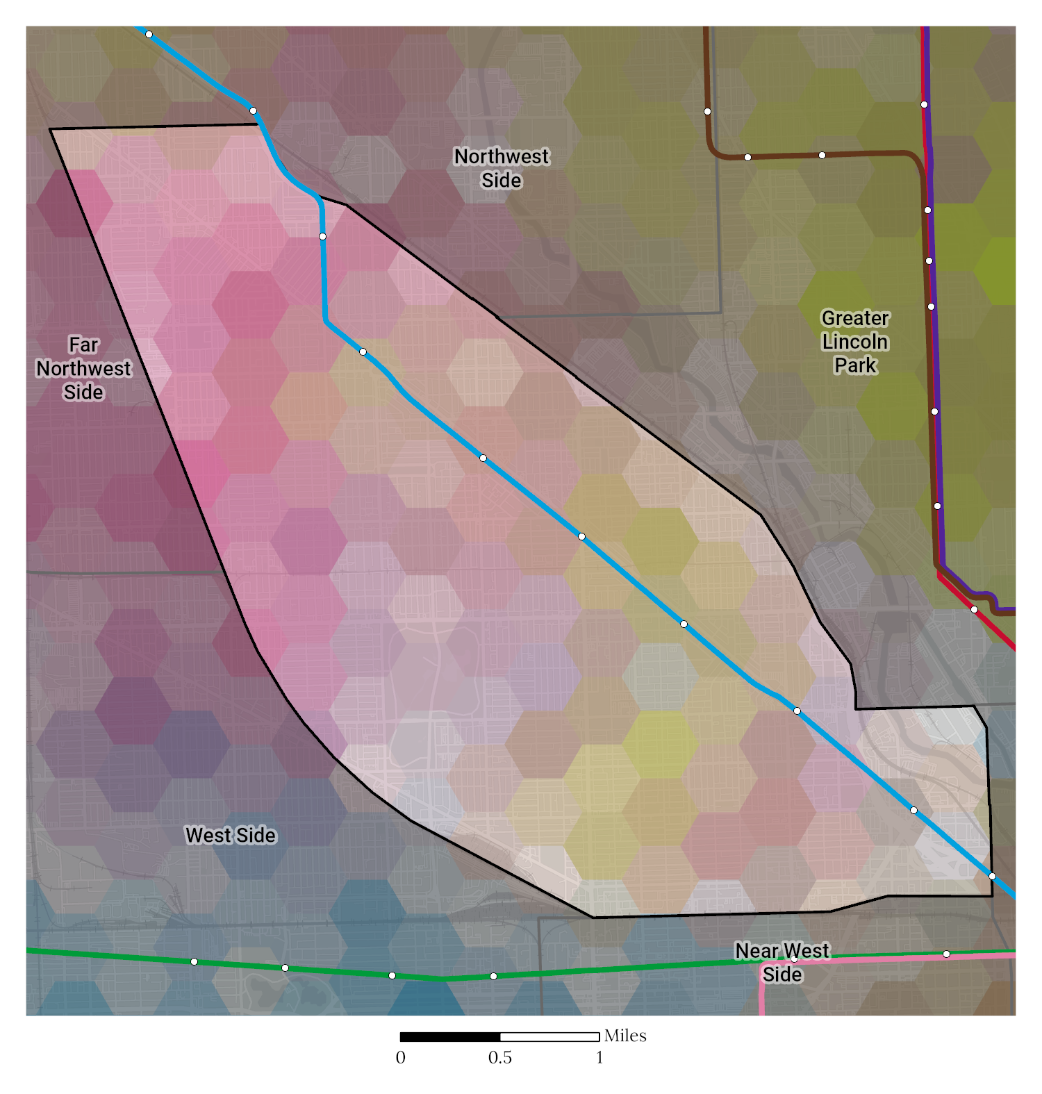 Racial and Ethnic composition map of Greater Milwaukee Avenue