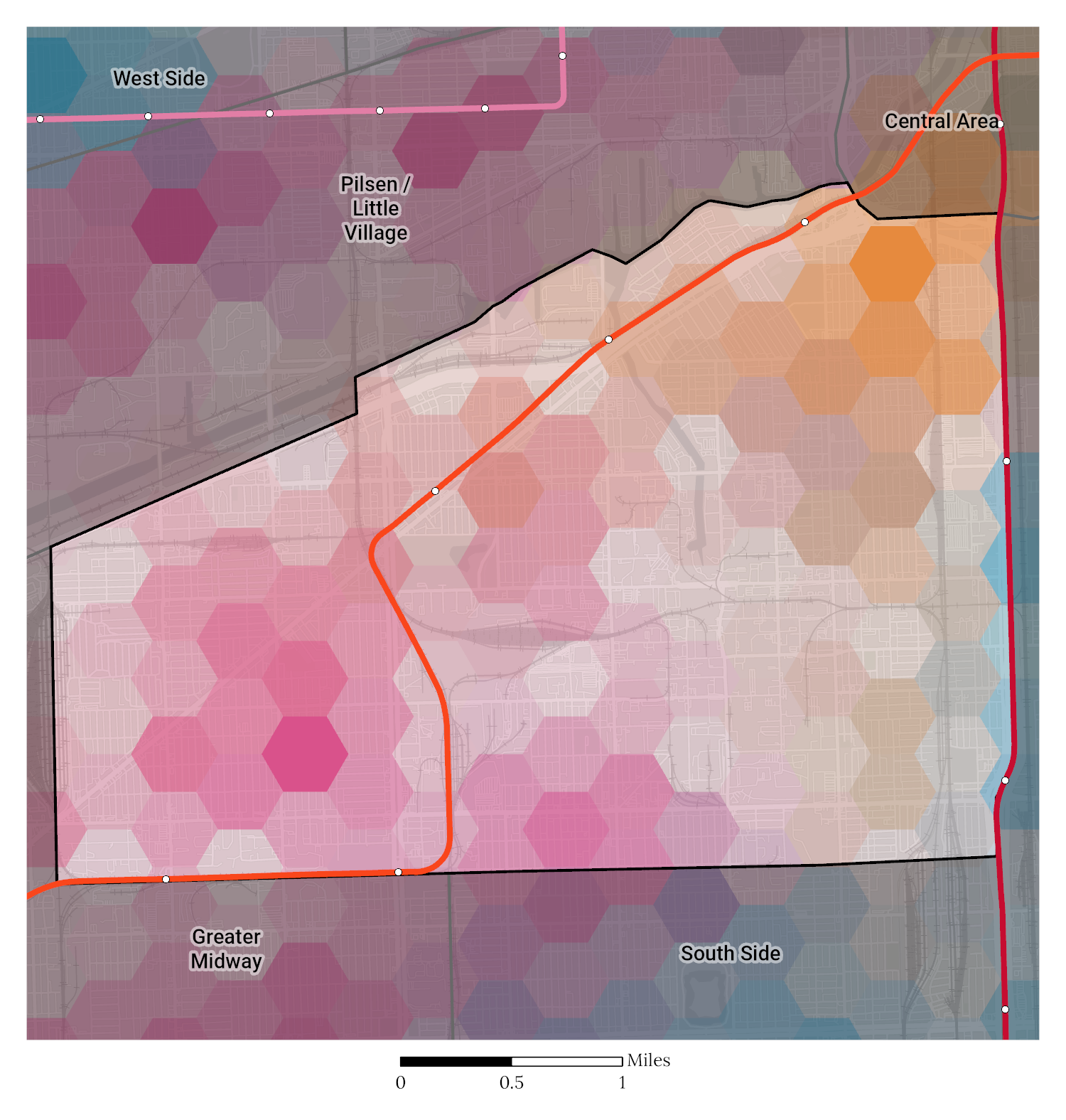 Racial and Ethnic composition map of Greater Stockyards