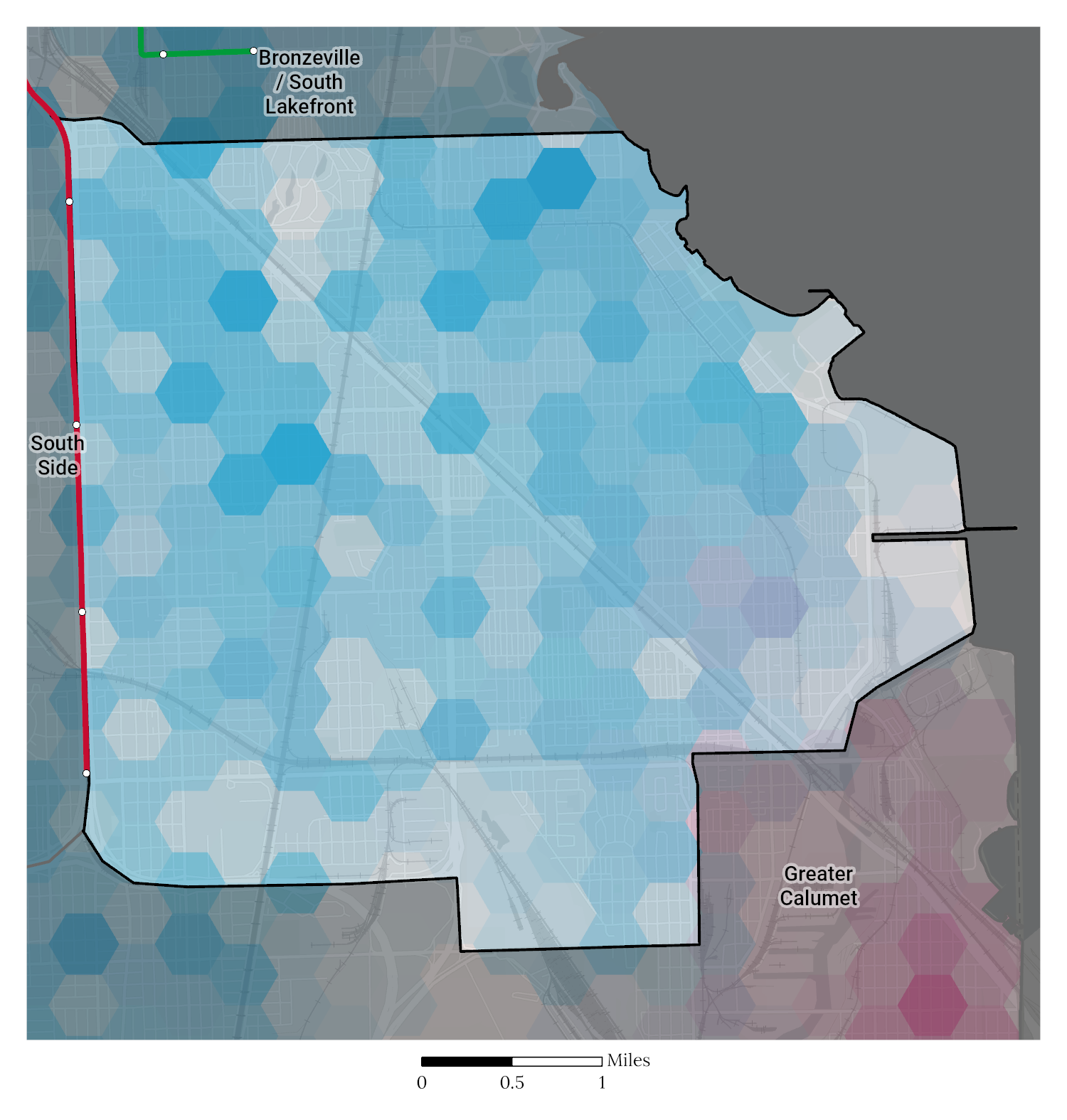 Racial and Ethnic composition map of  Greater Stony Island