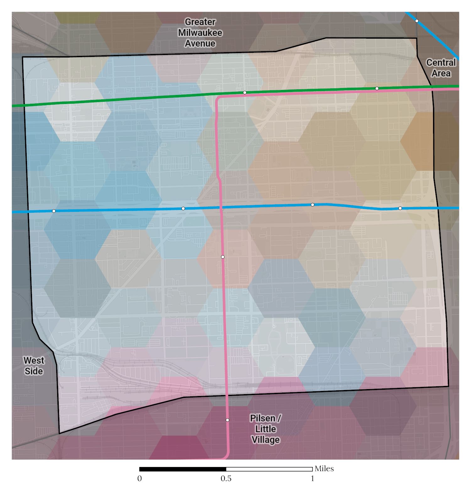 Racial and Ethnic composition map of Near West Side