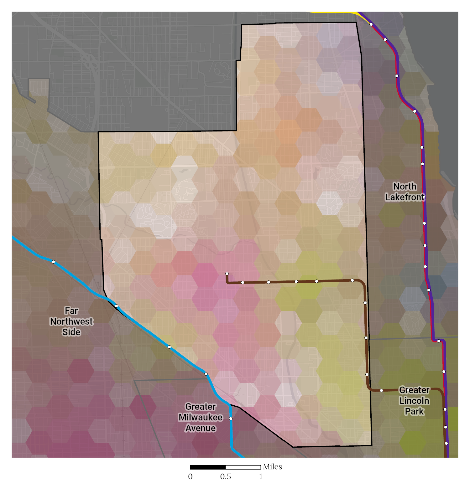Racial and Ethnic composition map of Northwest Side