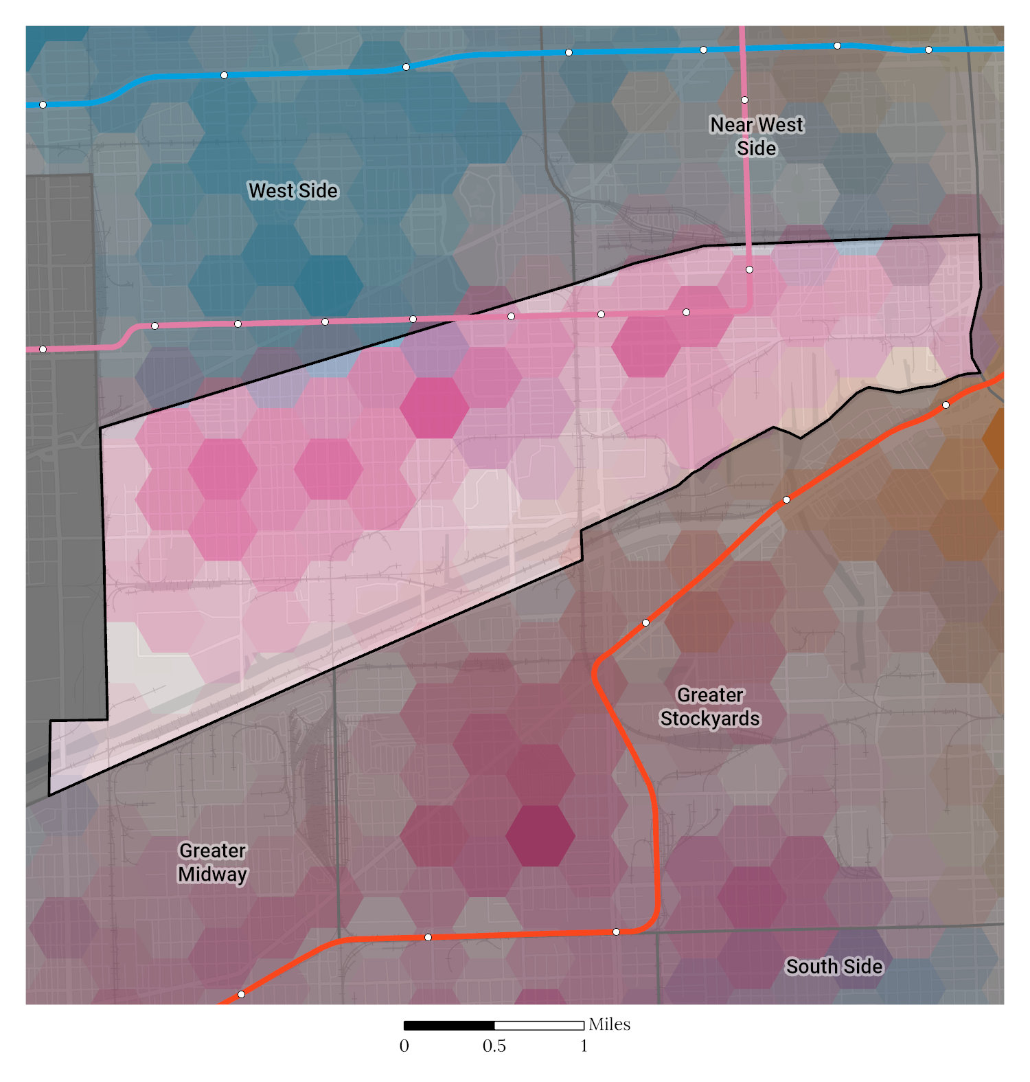 Racial and Ethnic composition map of Pilsen Little Village