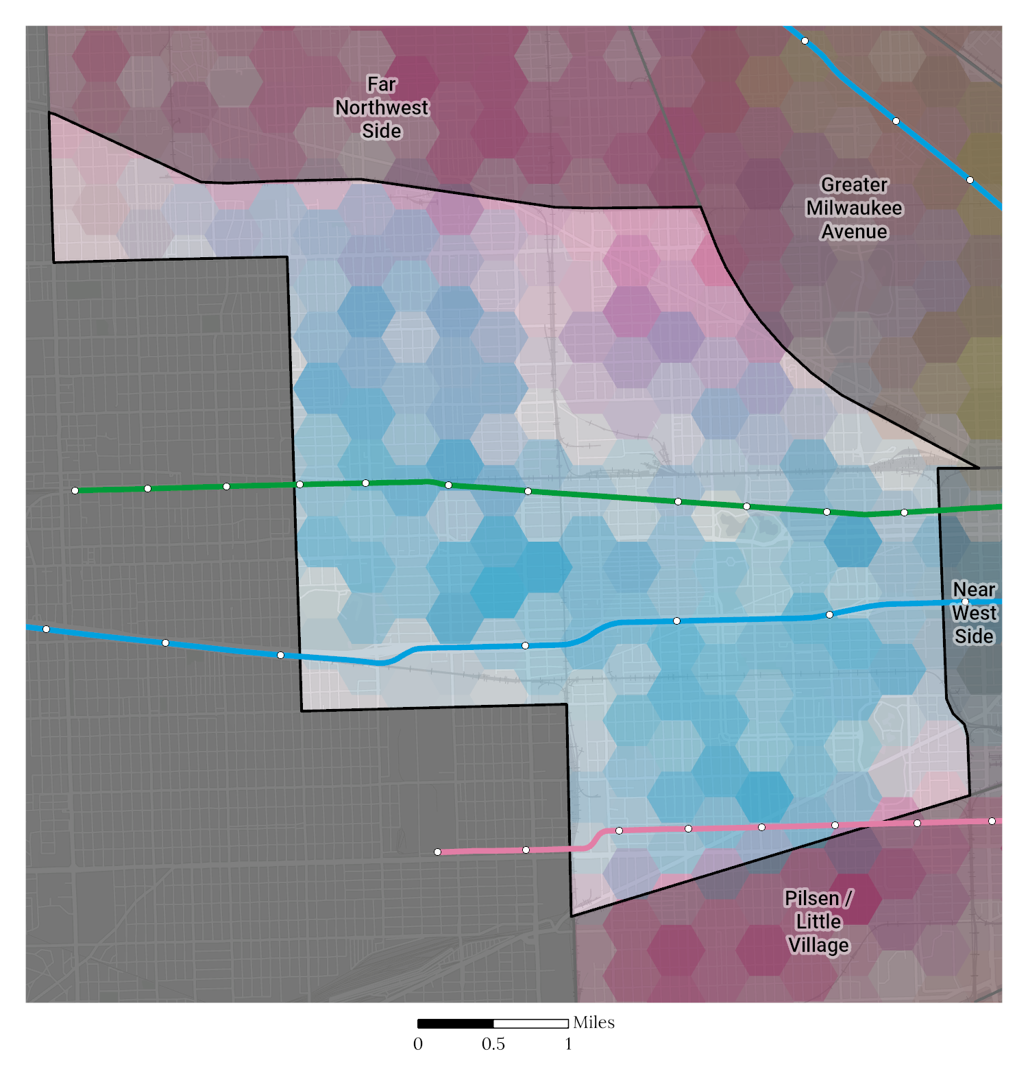 Racial and Ethnic composition map of the West Side
