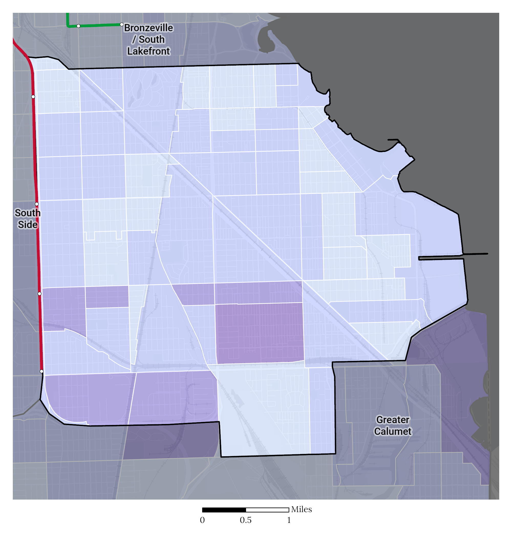 Median Household Income map Greater Stony Island