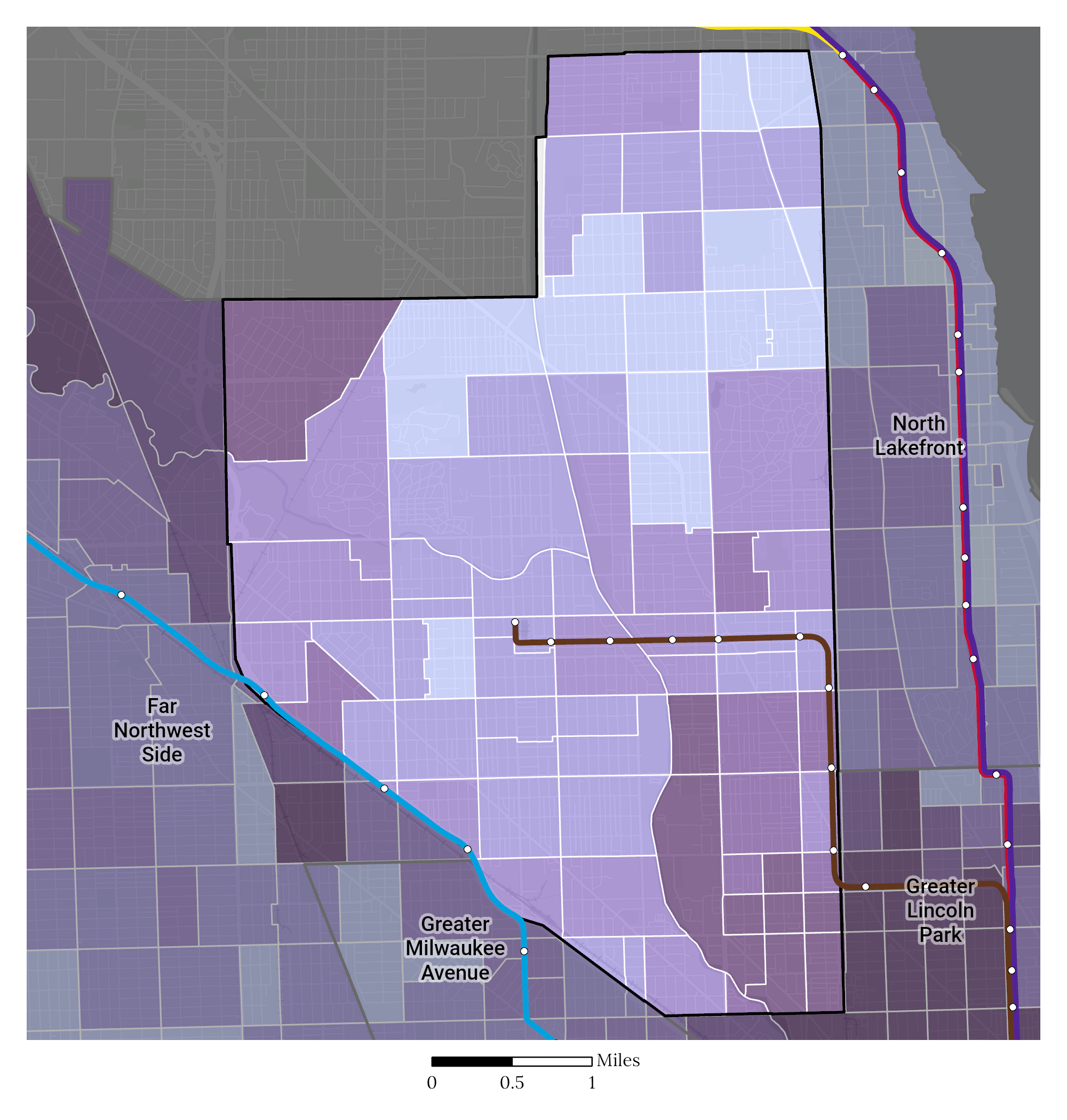 Median Household Income map Northwest Side