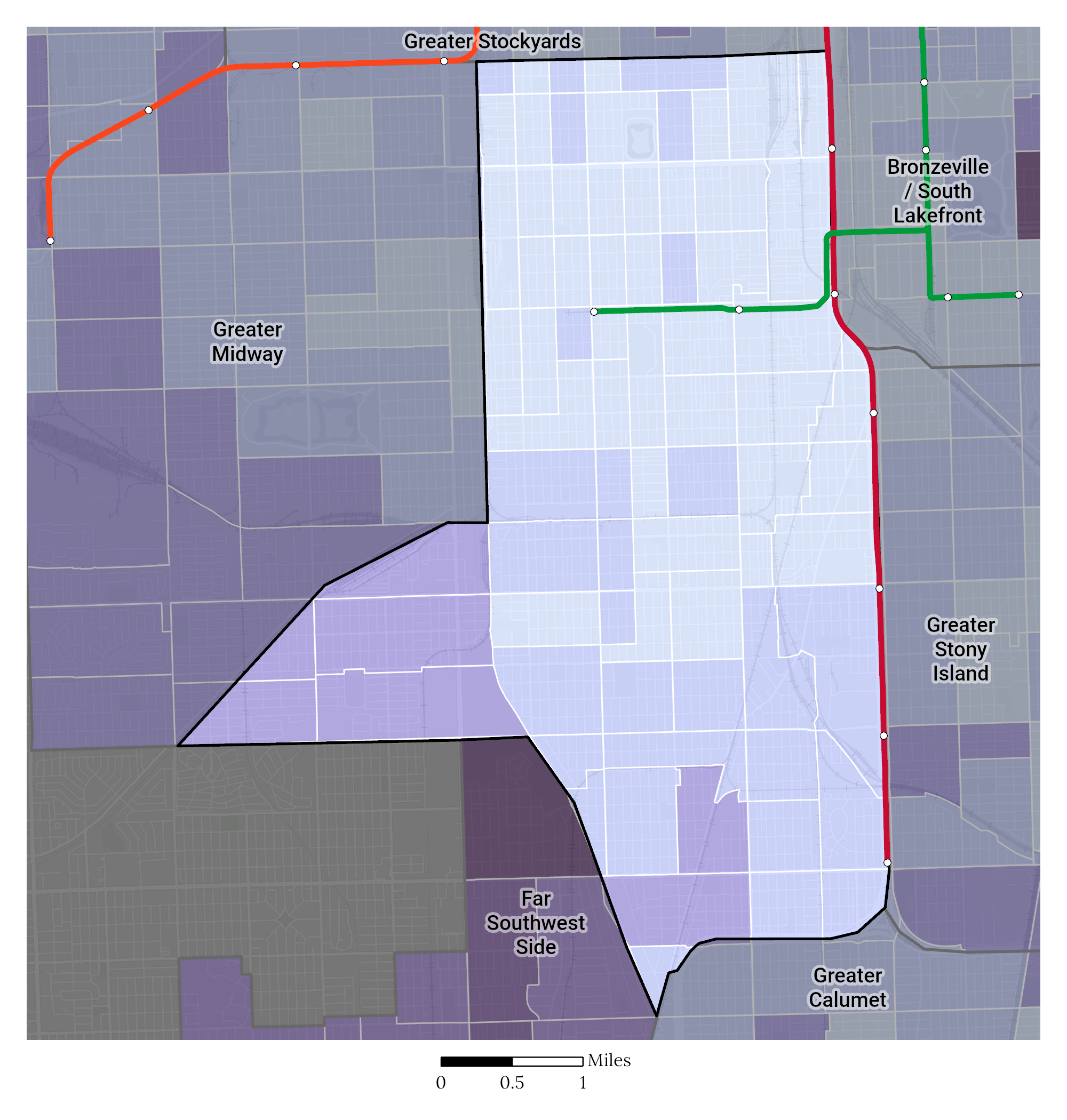 Median Household Income map of South Side