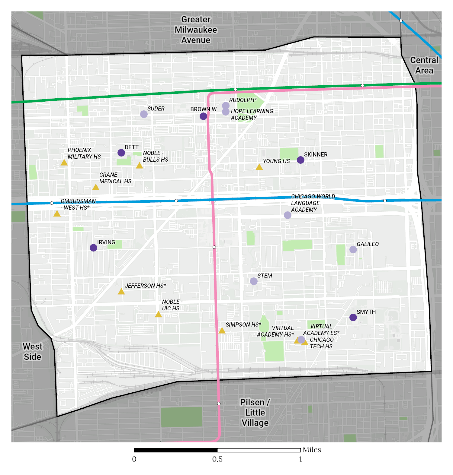 Near West Side region map