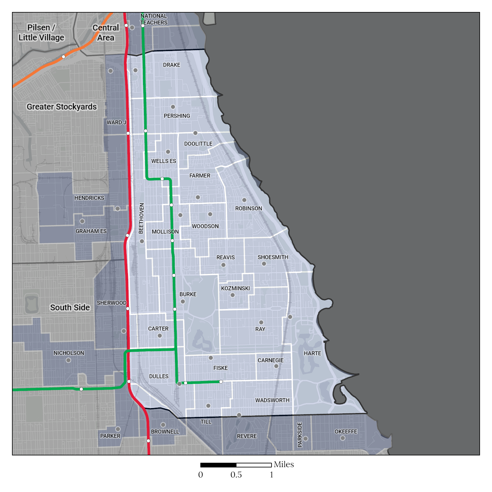 ES Attendance Area Map of Bronzeville South Lakefront