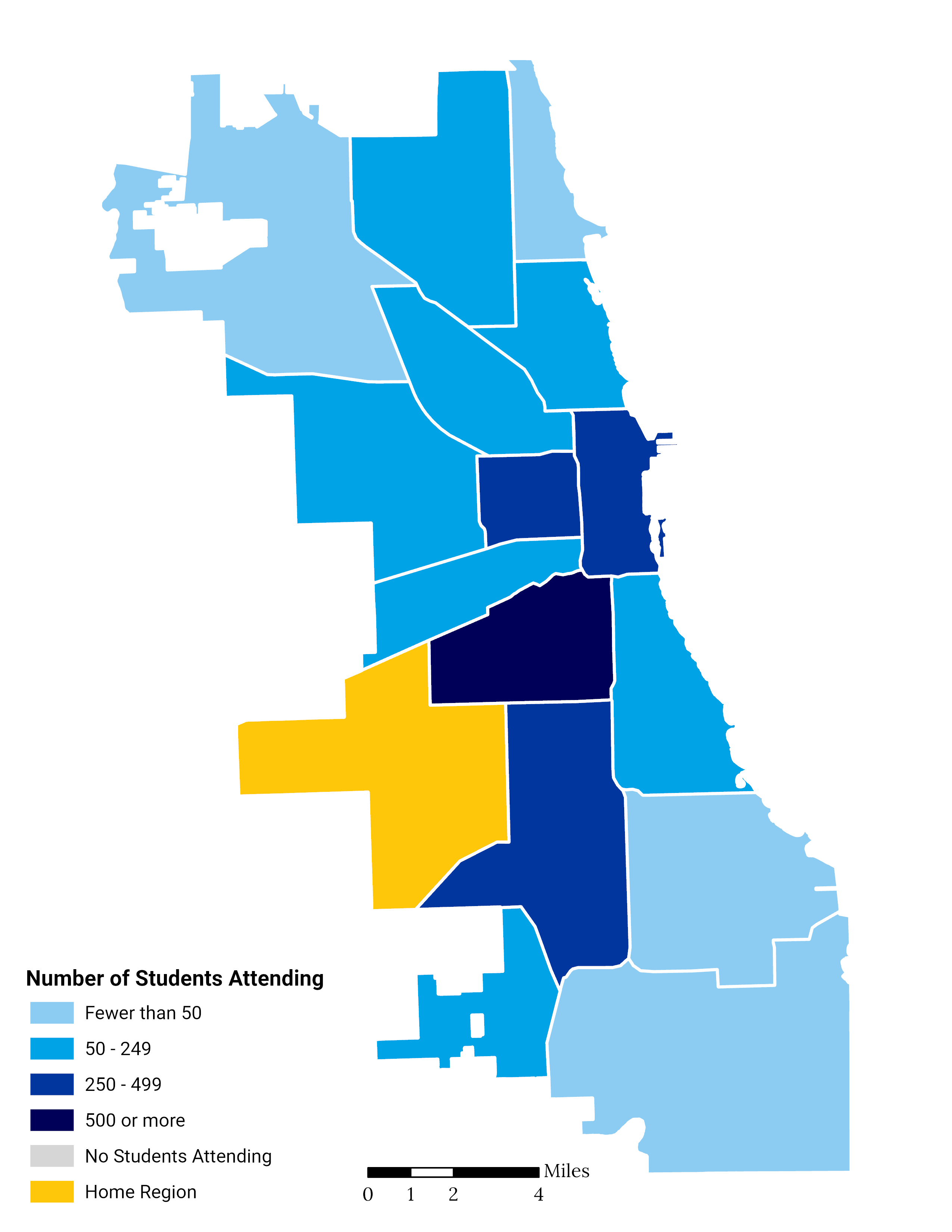 High School Choice Footprint Map of Greater Midway