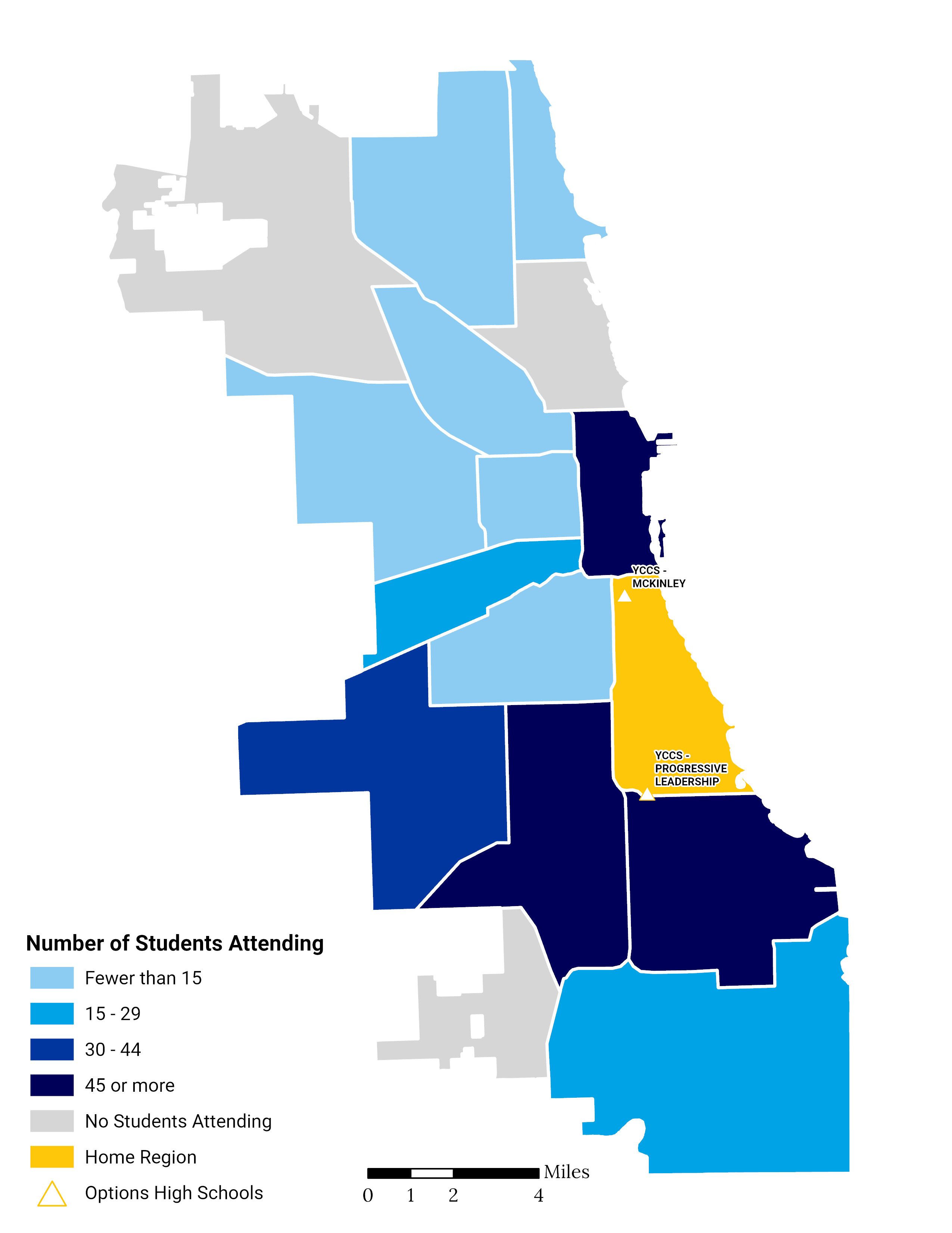 HS Choice Footprint map of Bronzeville South Lakefront