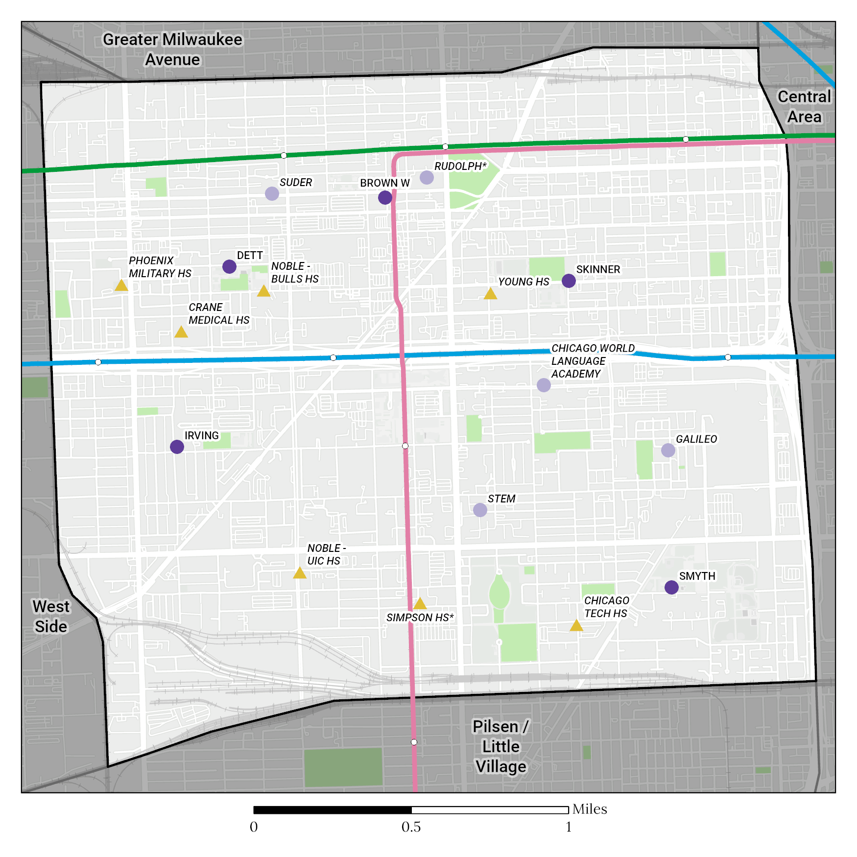Near West Side region map