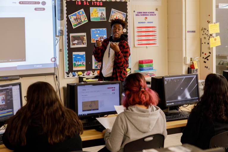 Student presenting to the class