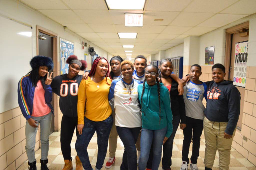 A group of students pose