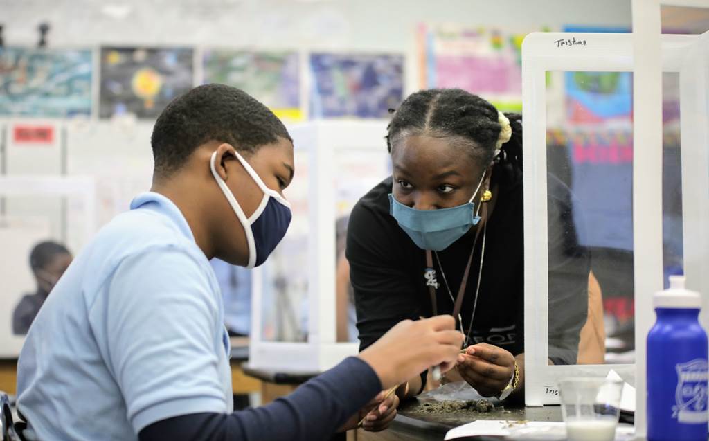Students doing science experiments