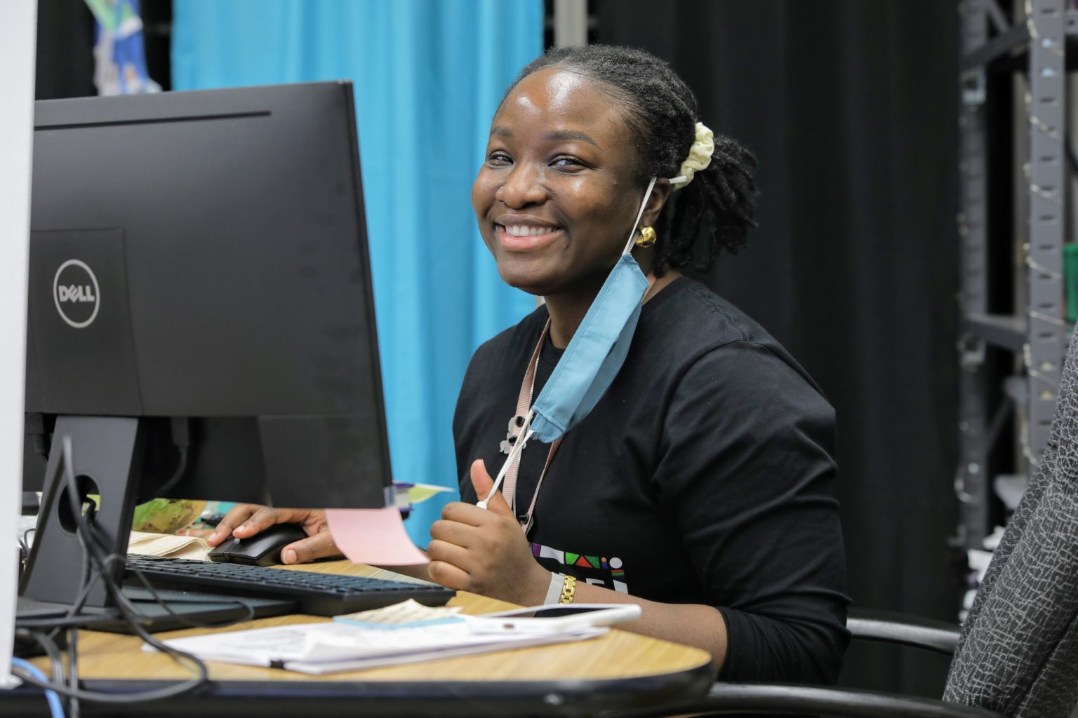 A student using a computer