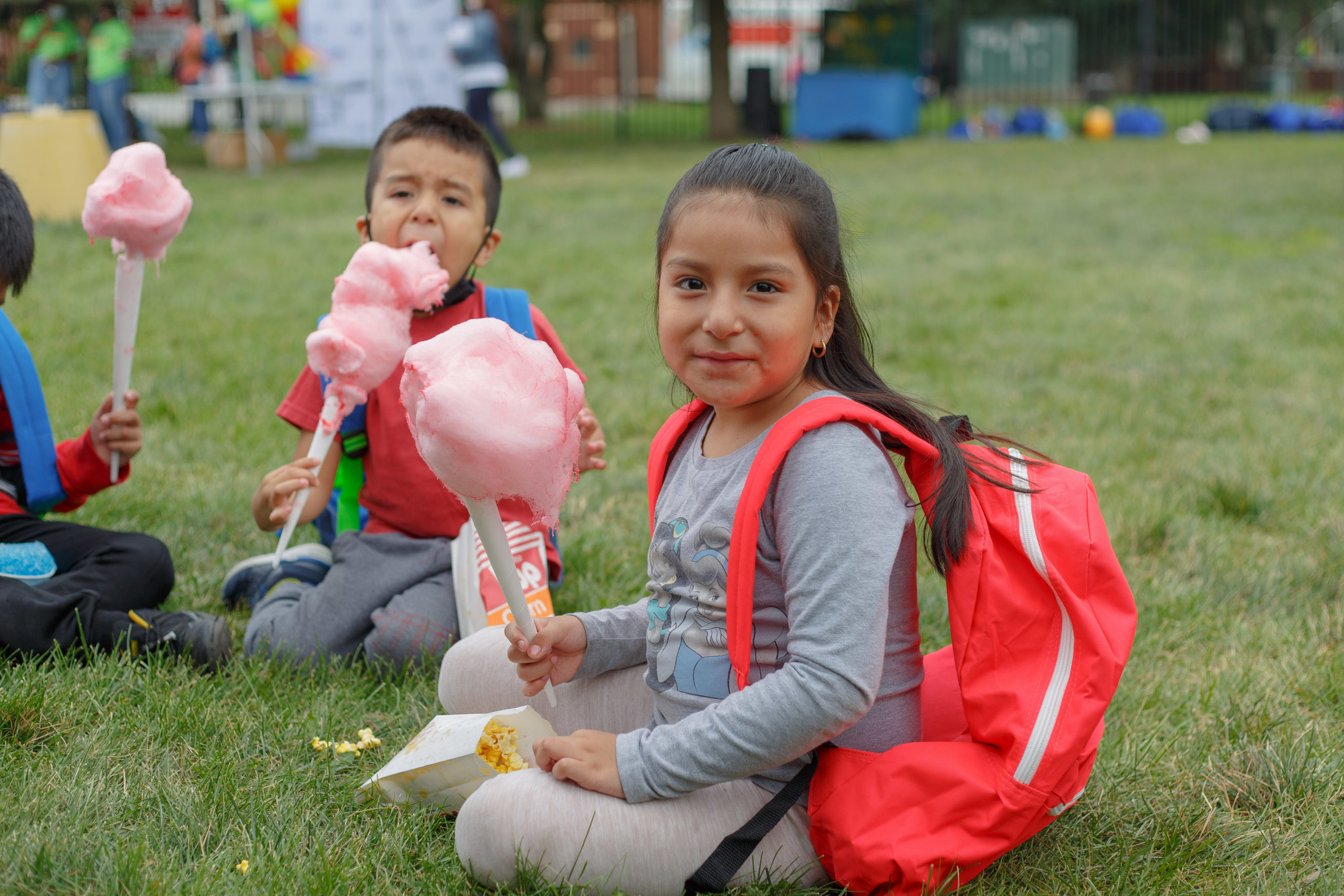 Students eating cotton candy