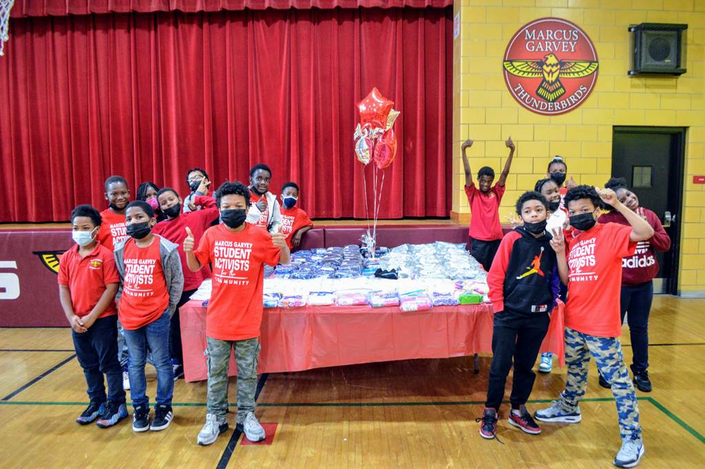 Student group at Marcus Garvey Elementary School