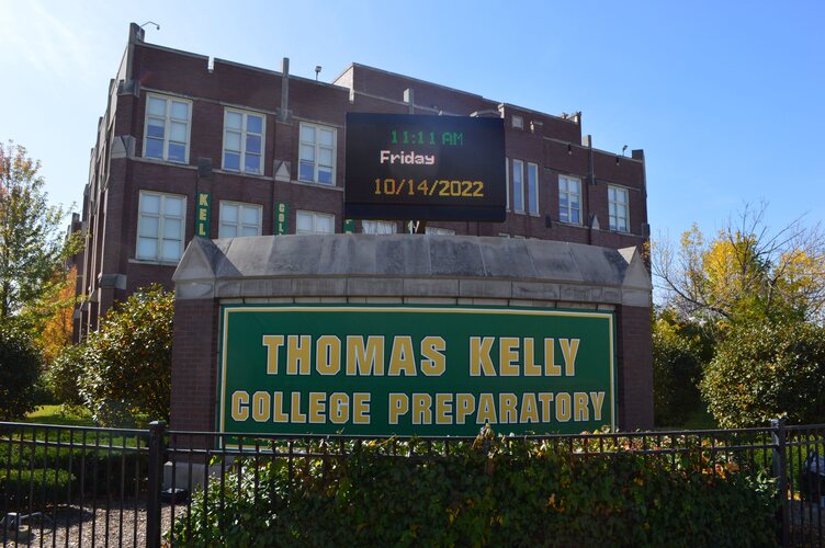 A mural stating "Kelly Pride"