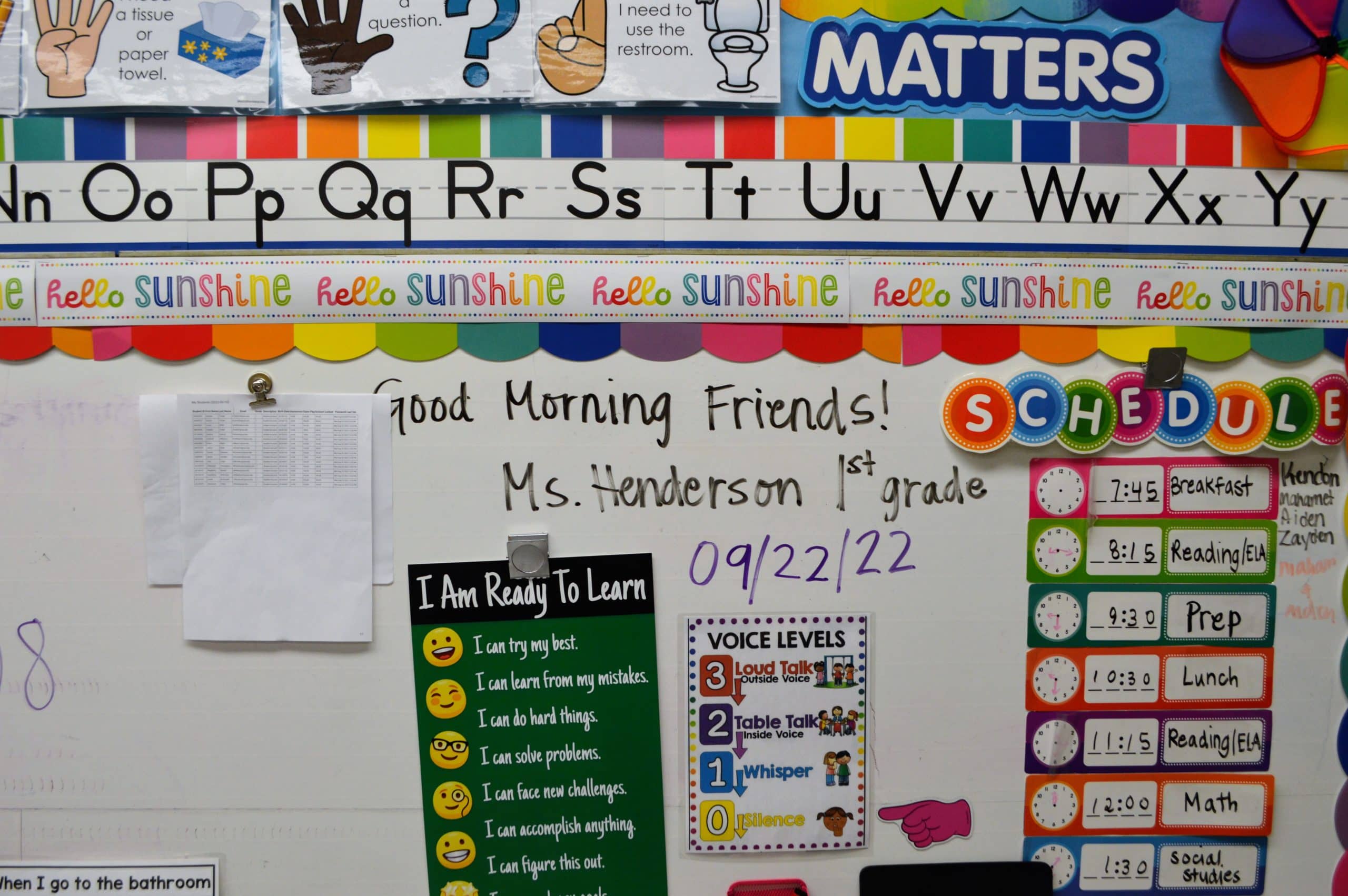 image of Ms. Henderson's white board