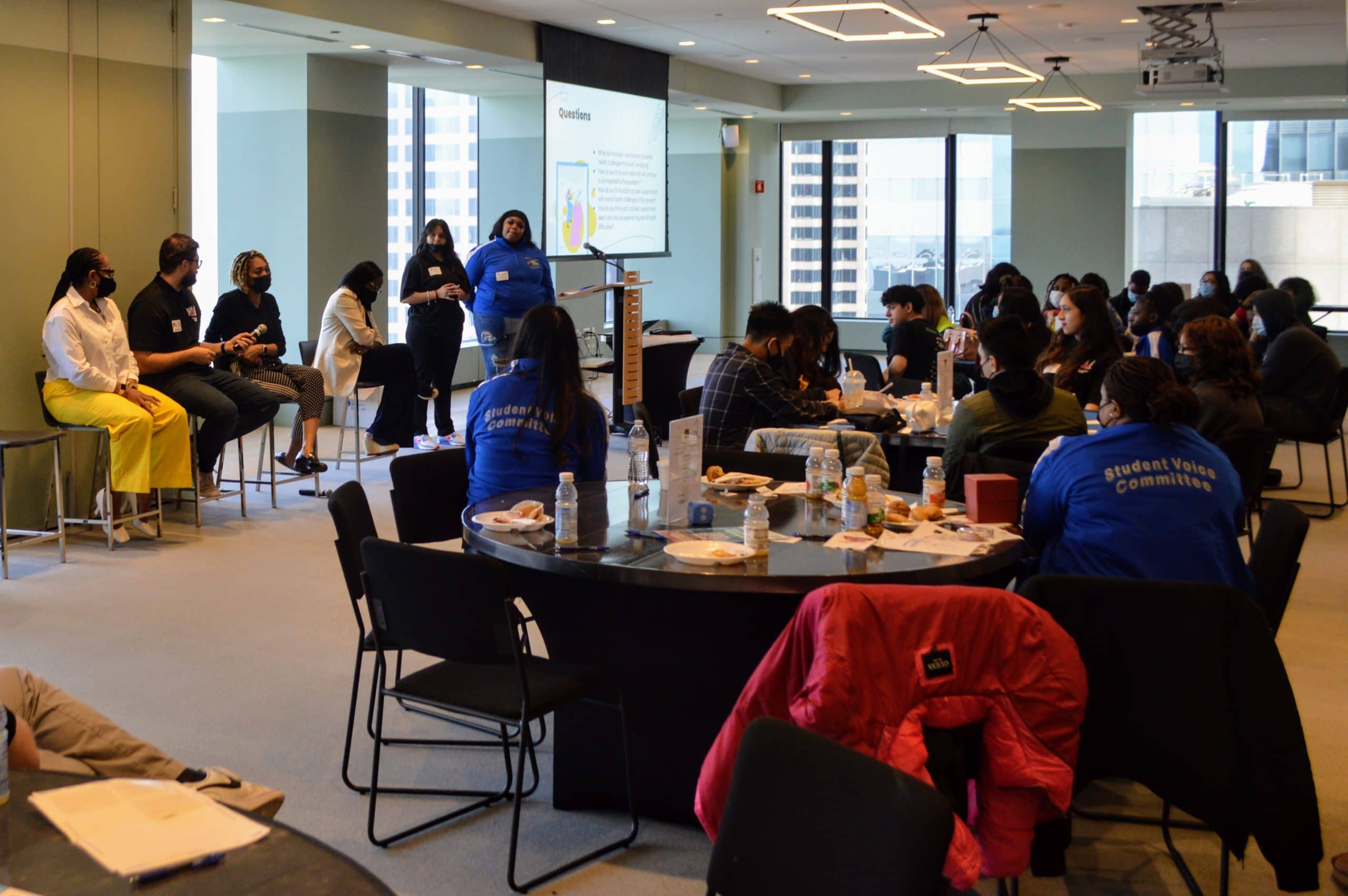 Kaitlyn and Jada, the two student emcees, led a panel discussion about mental health