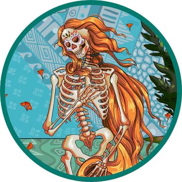 image of skeleton painting