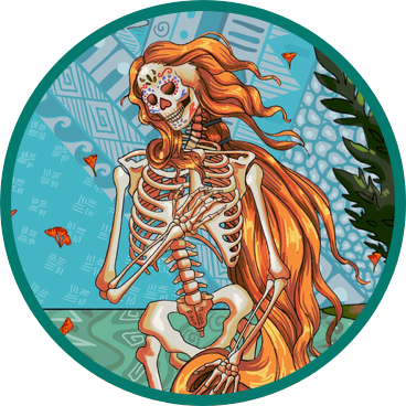 image of skeleton painting